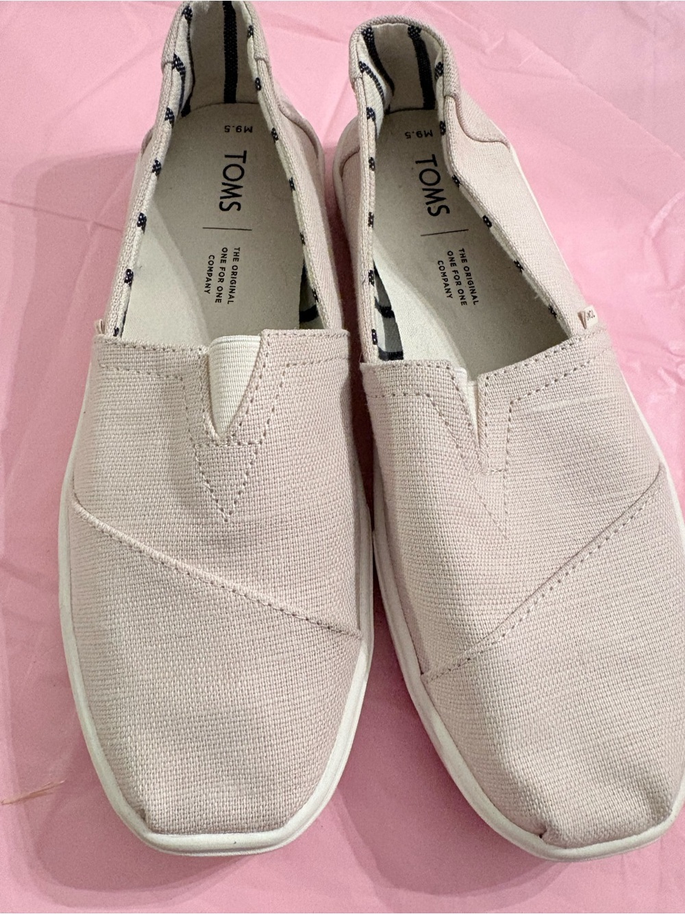 Toms Men's Slip-On Canvas Shoes in Pale Pink